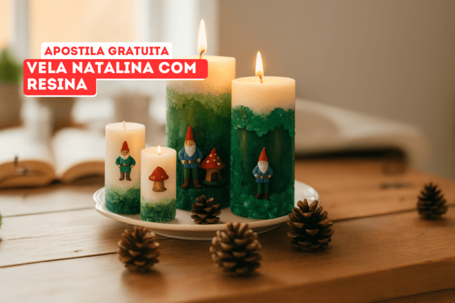 Vela natalina com resina