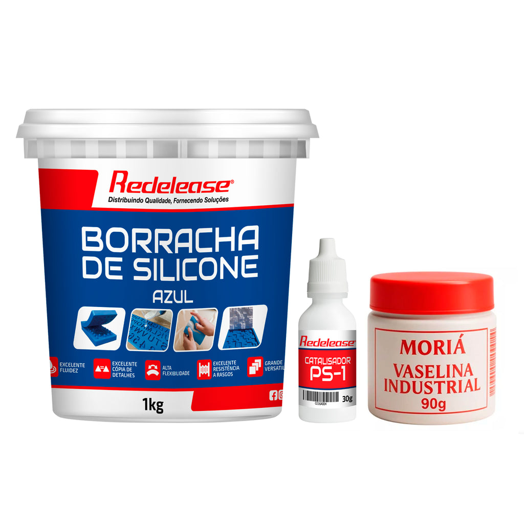 Kit Borracha De Silicone Azul C/ Catalisador + Vaselina