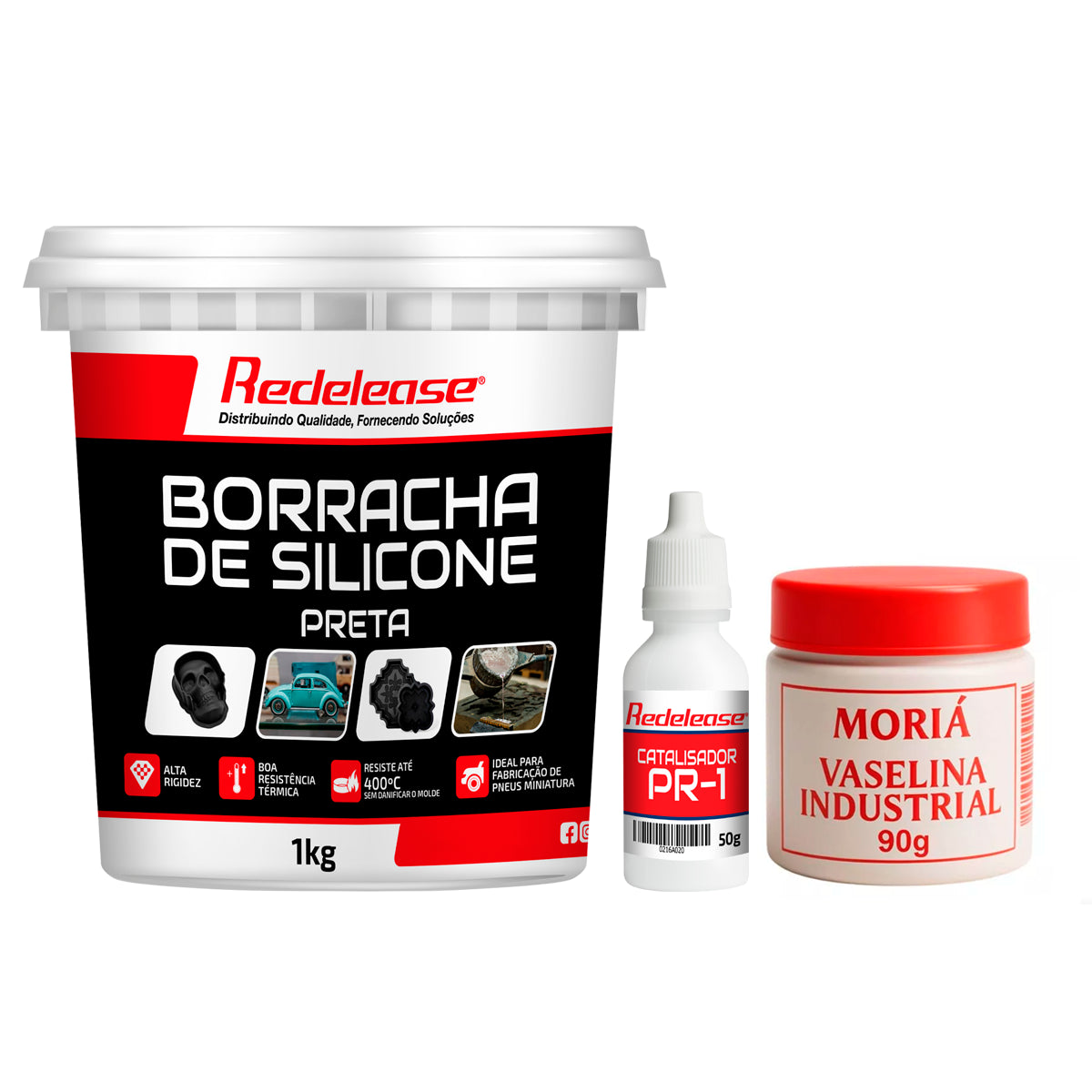 Kit Borracha De Silicone Preta + Vaselina