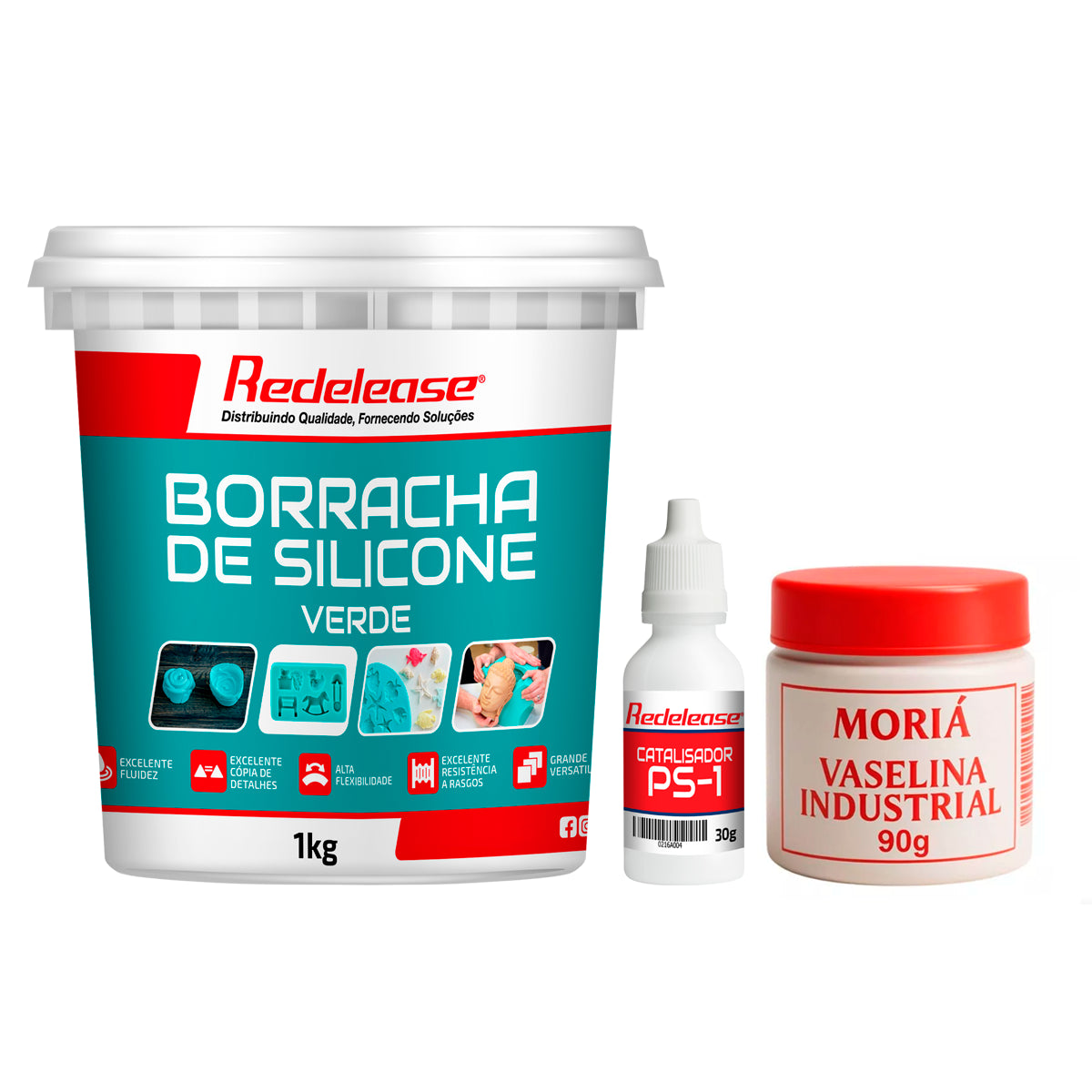 Kit Borracha De Silicone Verde + Vaselina