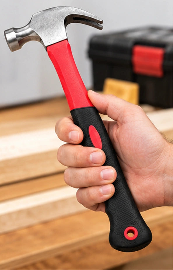 Martelo profissional com cabeça metálica de 25 mm, unha para retirar pregos e cabo ergonômico emborrachado