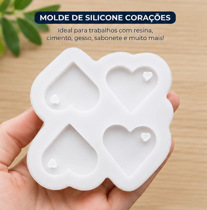 Molde de Silicone Coração com Furo