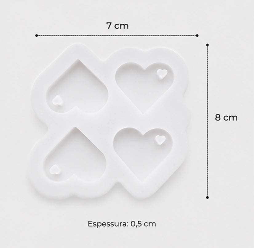 Molde de Silicone Coração com Furo