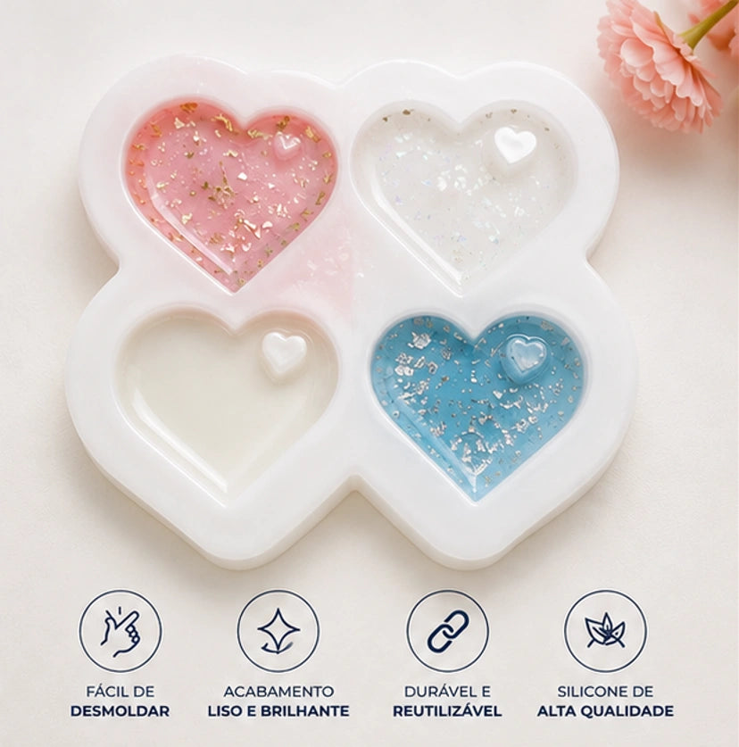Molde de Silicone Coração com Furo