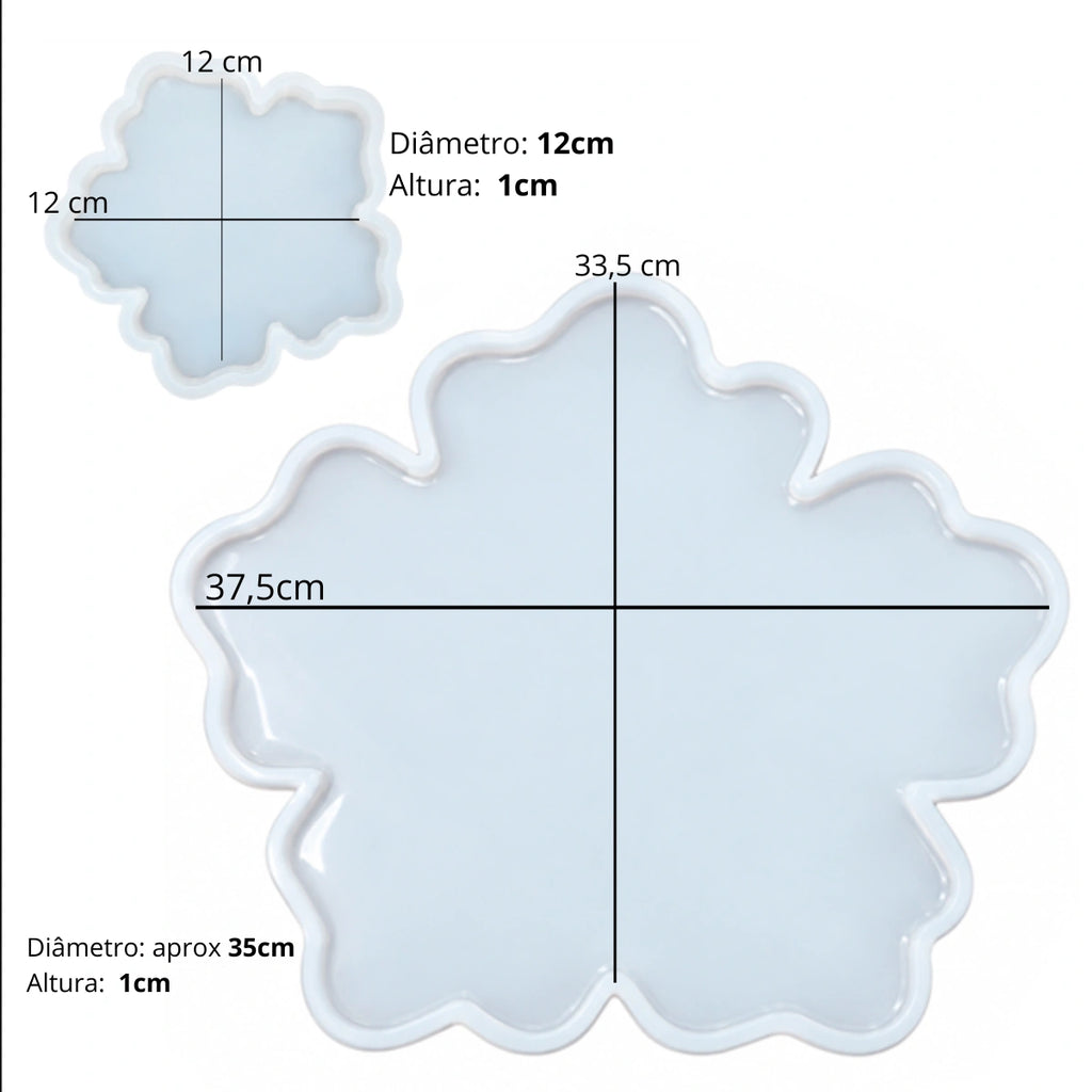 Molde De Silicone Formato Bandeja e Porta Copo Flor