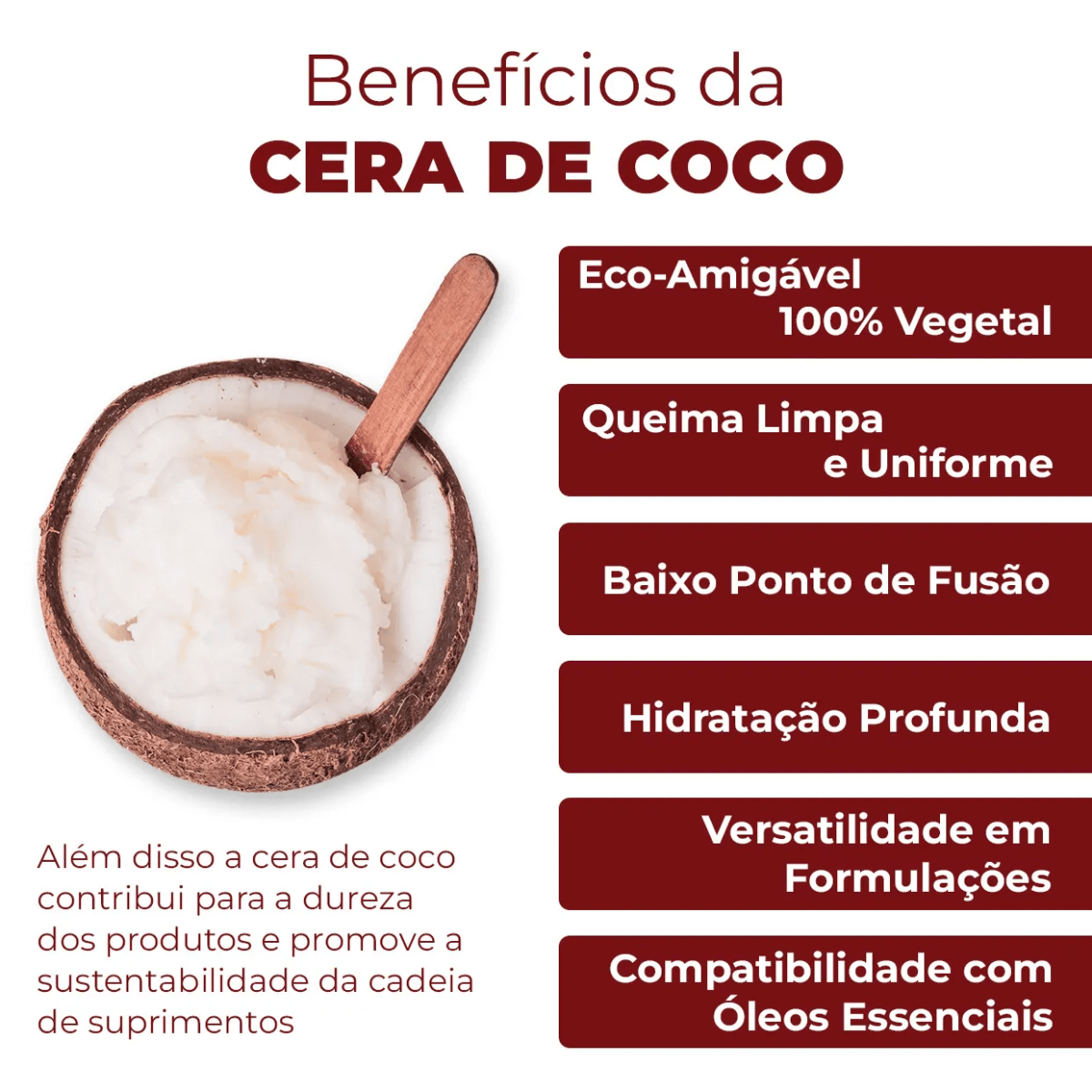 Cera de Coco para Velas 100% Vegana Vegetal (01Kg)