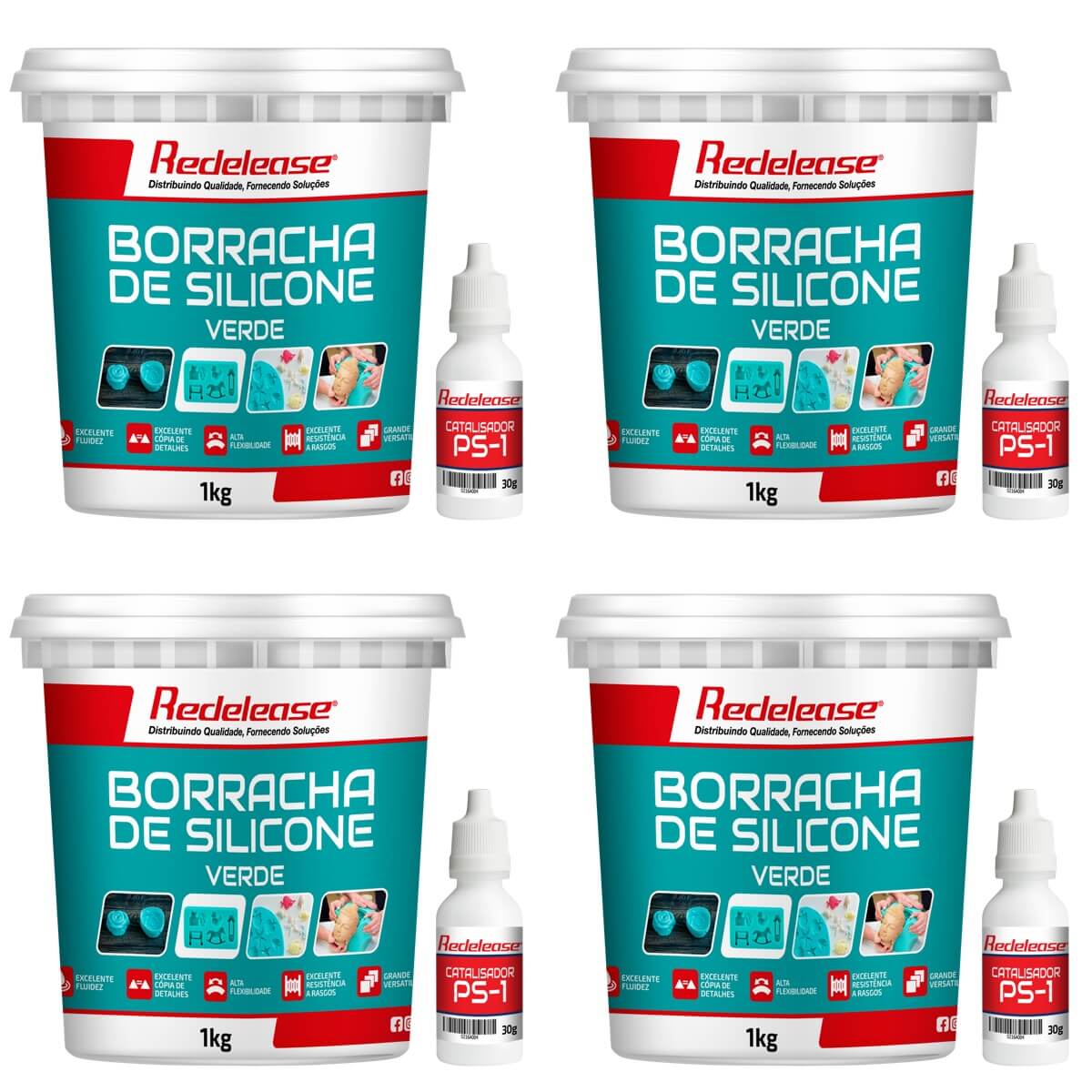 Borracha De Silicone Verde Alta Flexibilidade para Moldes (Com Catalisador) [4,120 Kg]