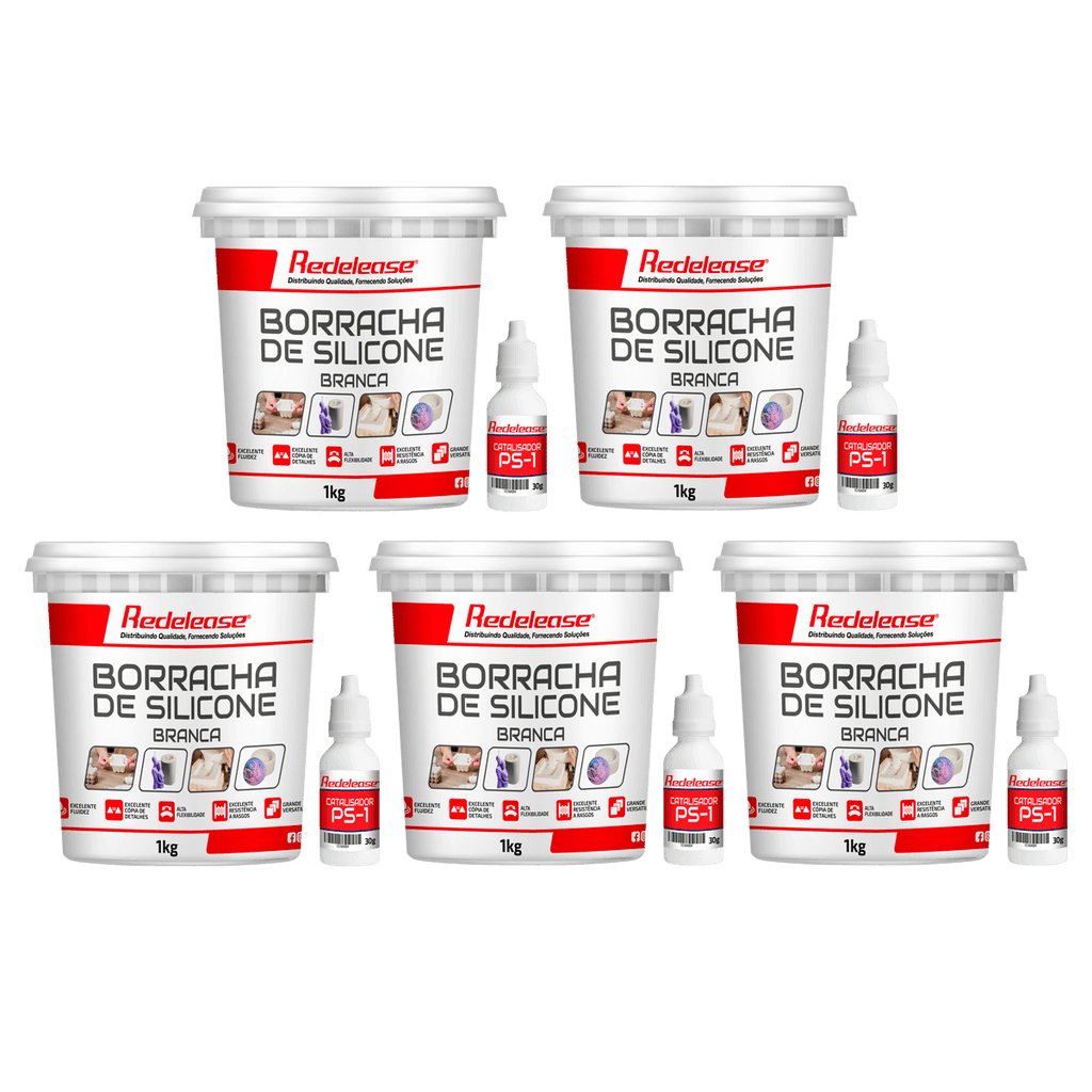 Borracha De Silicone Branca Alta Flexibilidade para Moldes Com Catalisador (5,150 Kg)