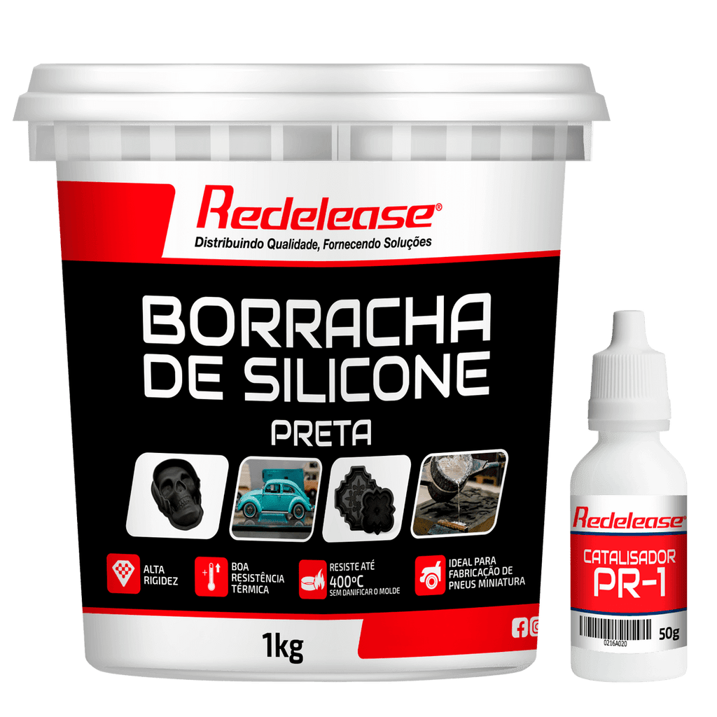Borracha De Silicone Preta Rígida para Pneus Miniatura Com Catalisador (1,050 Kg)