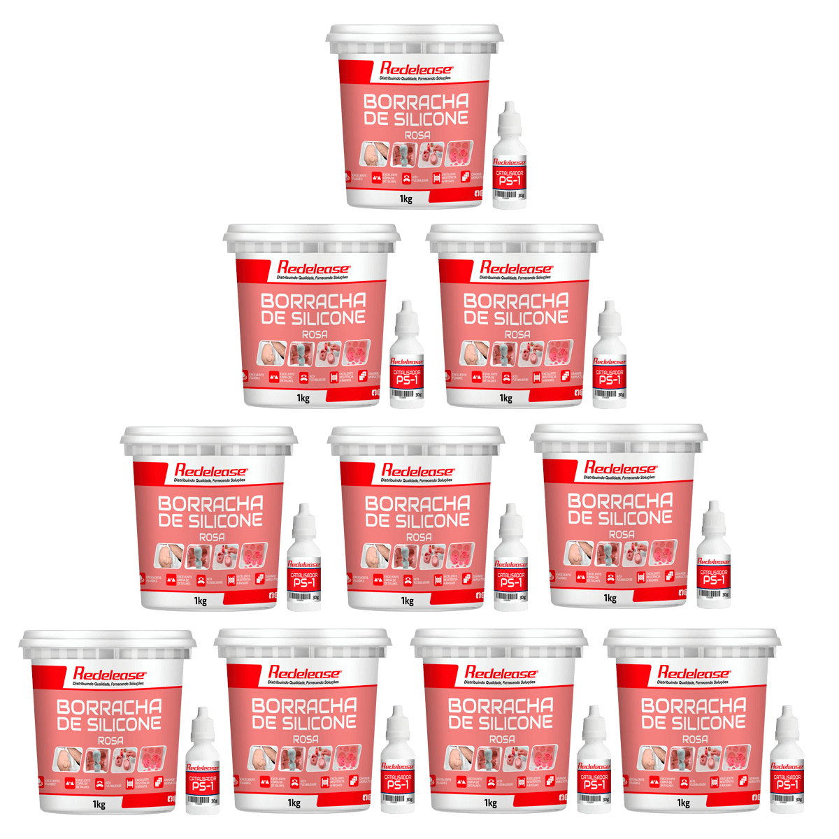Borracha De Silicone Rosa Media Flexibilidade para Moldes Com Catalisador (10,30 Kg)