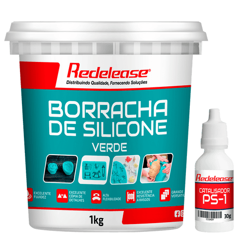 Borracha De Silicone Verde Alta Flexibilidade para Moldes Com Catalisador (1,030 Kg)