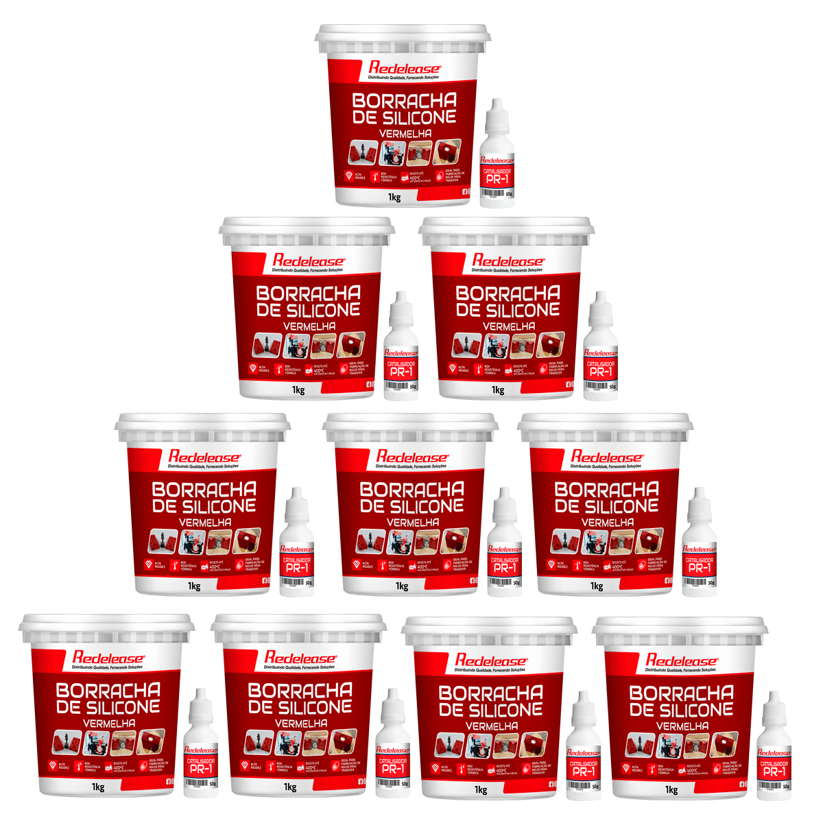 Borracha De Silicone Vermelha Rígida para Fundição Com Catalisador (10,500 Kg)