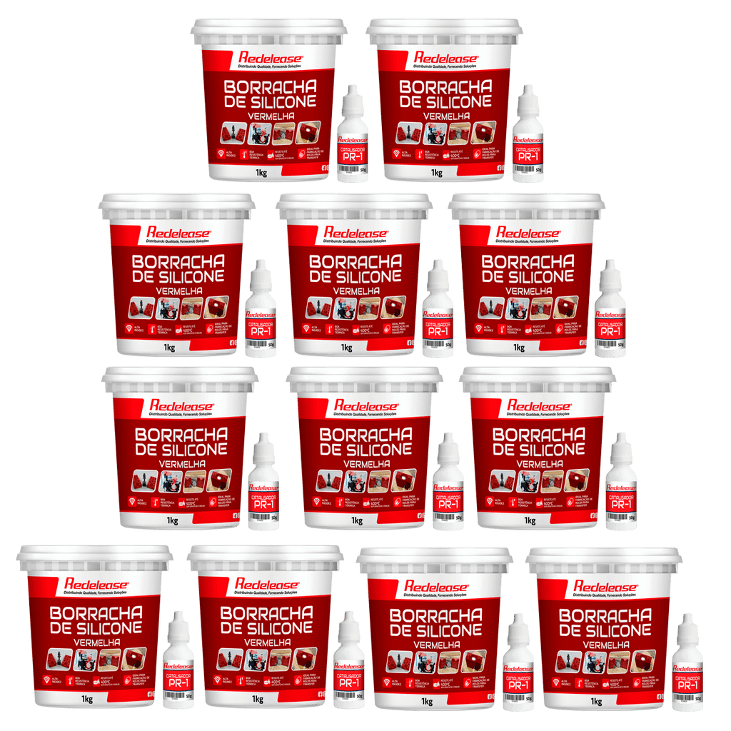 Borracha De Silicone Vermelha Rígida para Fundição Com Catalisador (12,600 Kg)