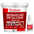 Pote de borracha de silicone vermelha rígida 1kg com catalisador PR-1 para fundição.