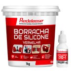 Pote de borracha de silicone vermelha rígida 1kg com catalisador PR-1 para fundição.