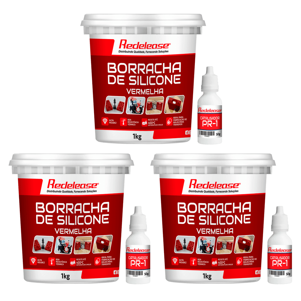 Borracha De Silicone Vermelha Rígida para Fundição Com Catalisador (3,150 Kg)