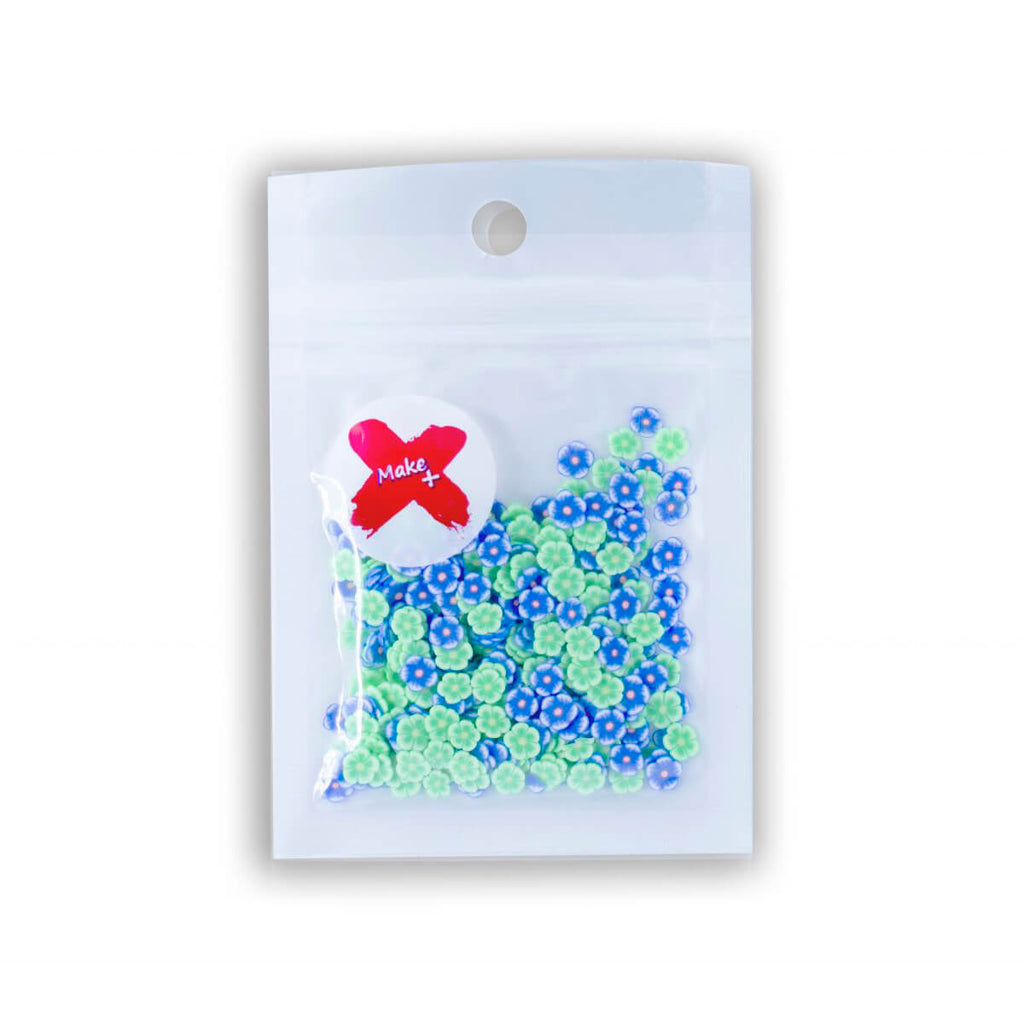 Charminhos Fimo para Decoração e Enchimento Florzinha Verde e Azul (5 g)