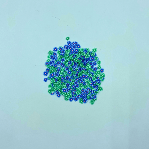 Charminhos Fimo para Decoração e Enchimento Florzinha Verde e Azul (5 g)