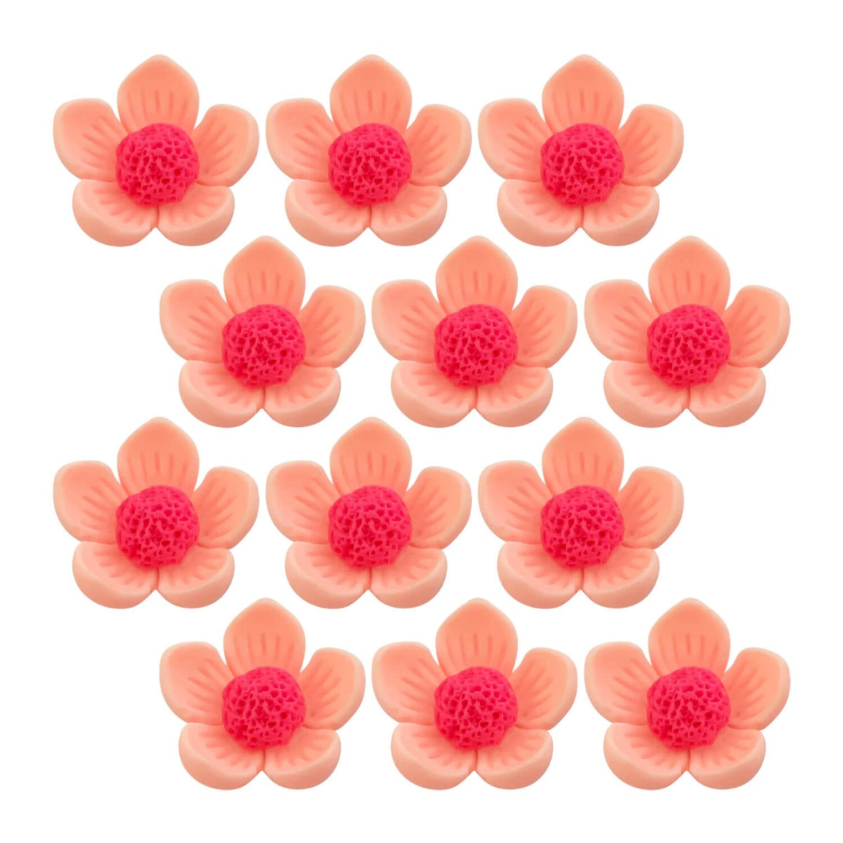 Charms Apliques para Decoração Florzinha Salmão (12 Un)