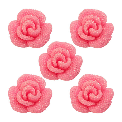 Charms Apliques para Decoração Rosa Luxo (5 Un)