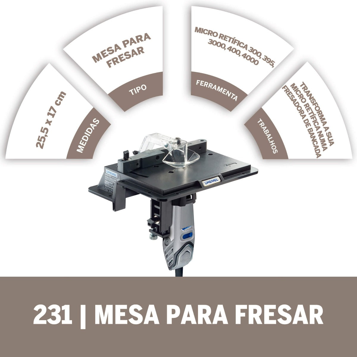 Dremel Acoplamento Micro Retífica-Mesa Para Fresar (Modelo 231)