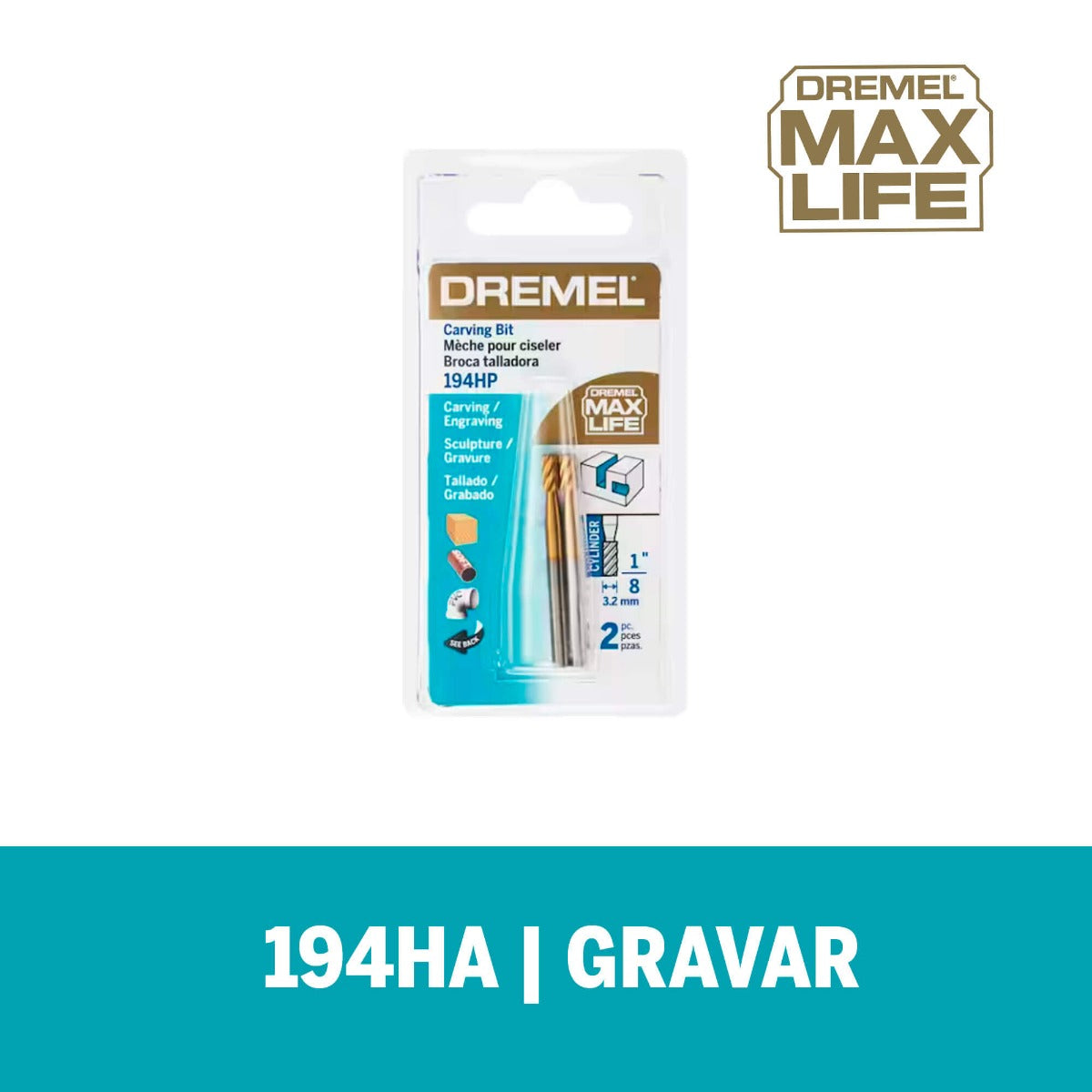Escareador Dremel Max Life Para Esculpir De Ponta Quadrada De 3,2mm (Modelo 194HP)