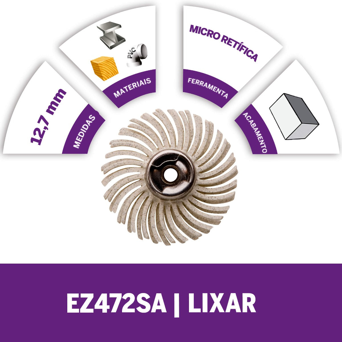 Escova Abrasivo Para Detalhes De 25,4mm De Grão Médio Dremel (Modelo EZ472SA)