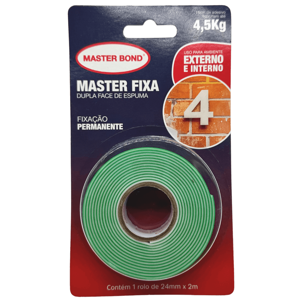 Fita Dupla Face Master Bond (24mm x 2m) – Fixação Forte e Duradoura para Qualquer Aplicação