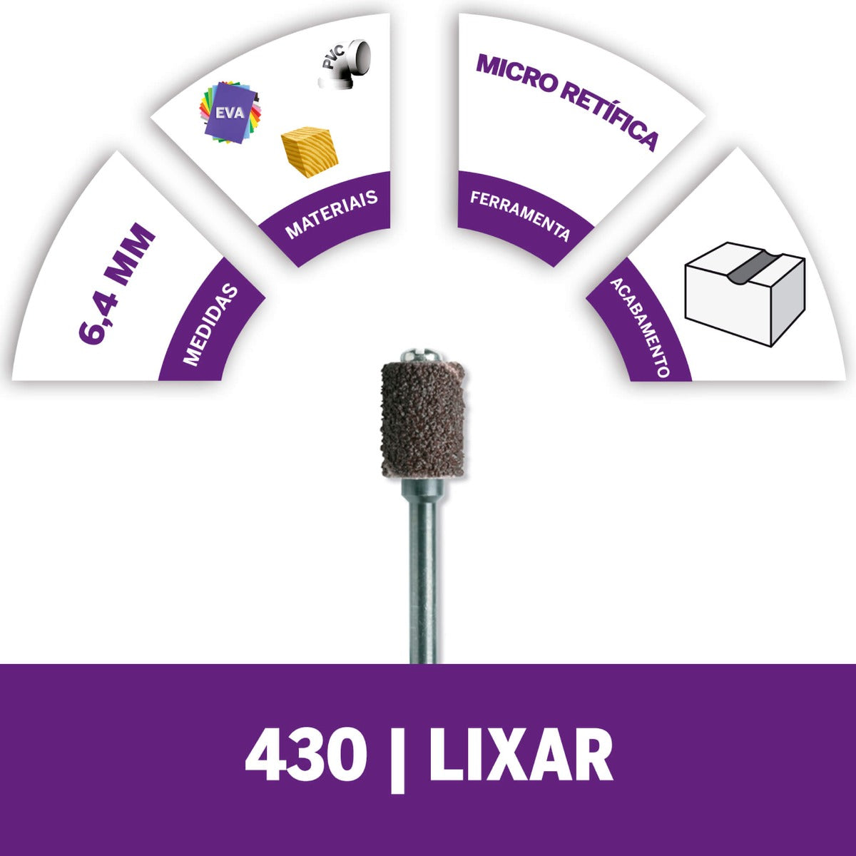 Haste Para Lixar De 6,4mm Com Tubo De Lixa De Grão Grosso (Modelo 430)