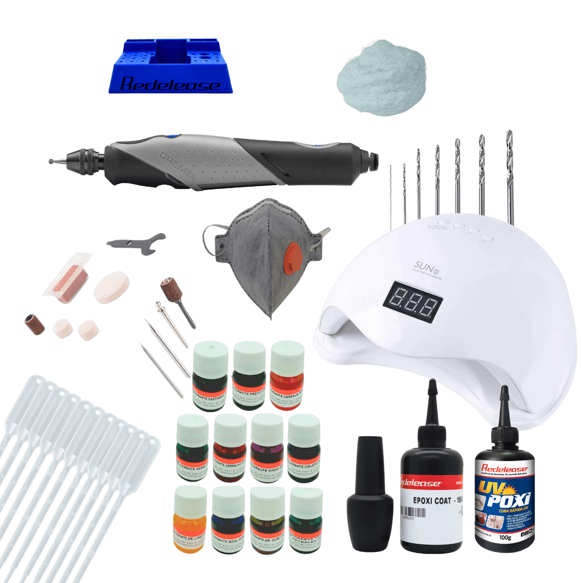 Kit Artesanato Resinas e Ferramentas Dremel + Organizador de Acessórios Brinde