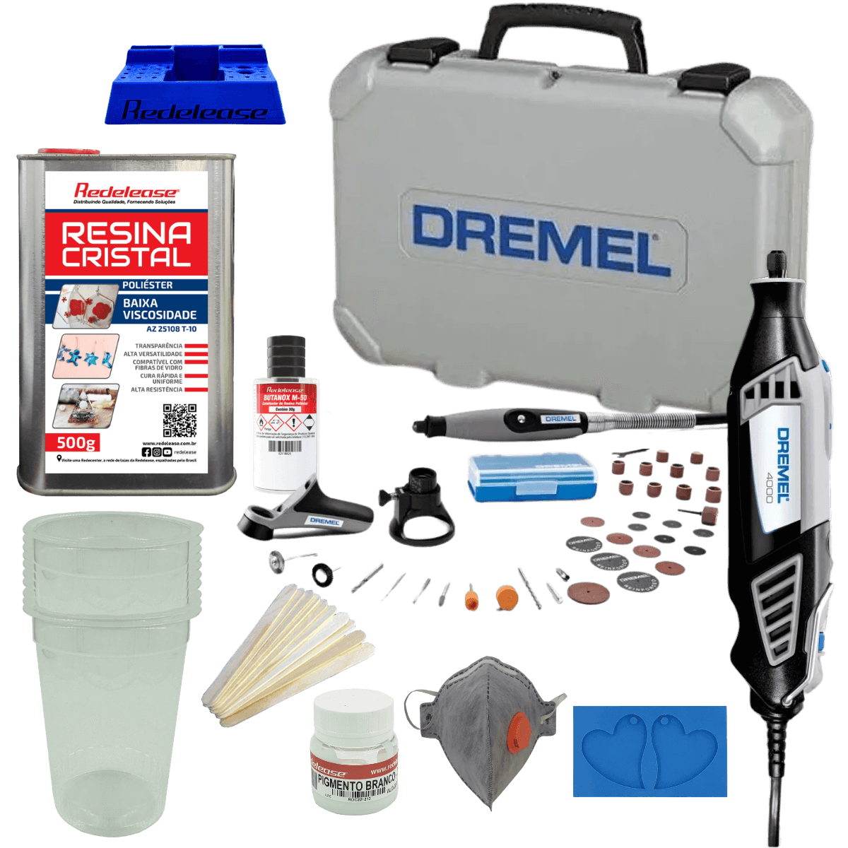 Kit Profissional de Joias Afetivas com Resina + Organizador Dremel Brinde
