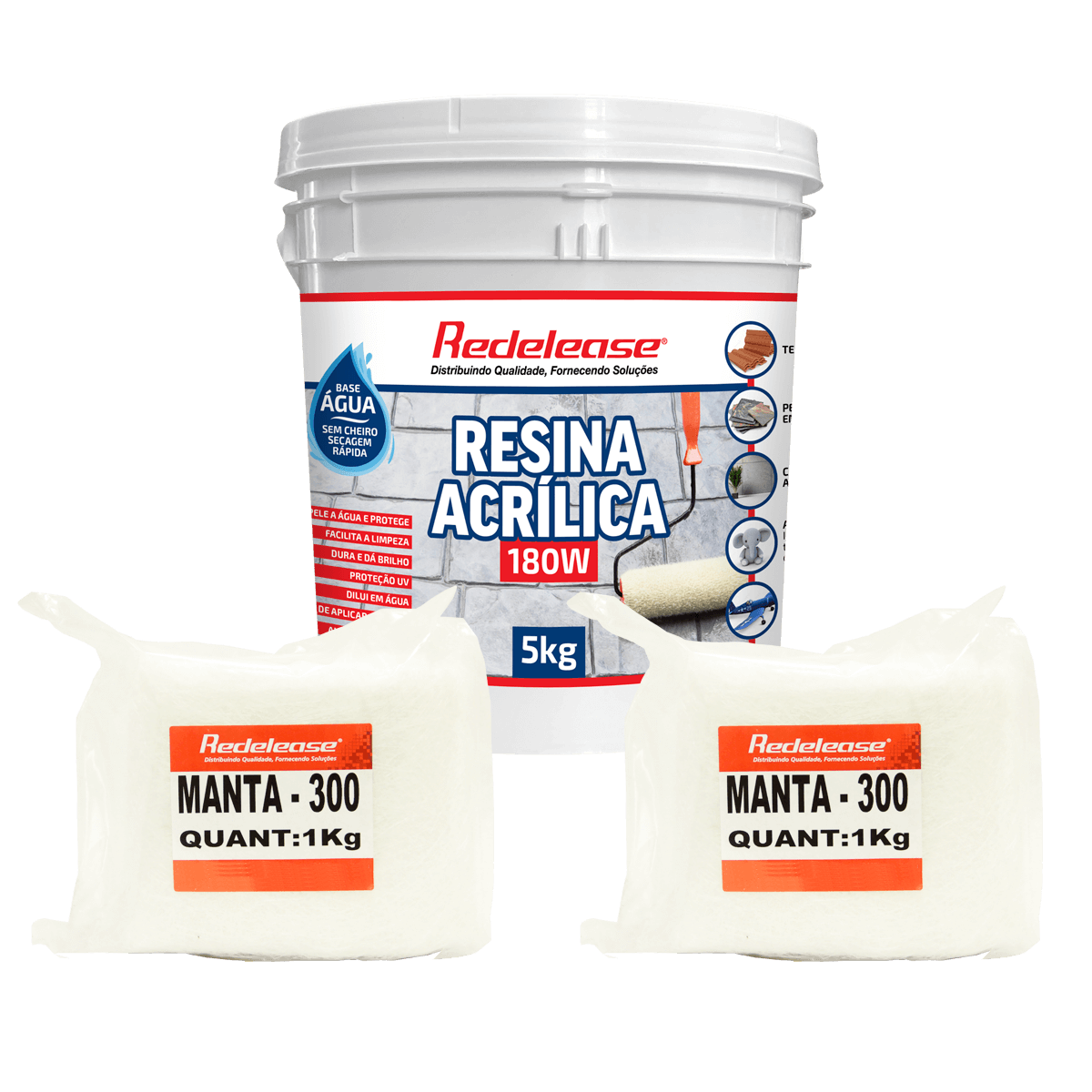 Kit Resina Acrílica Base Água Com Manta Fibra De Vidro 300