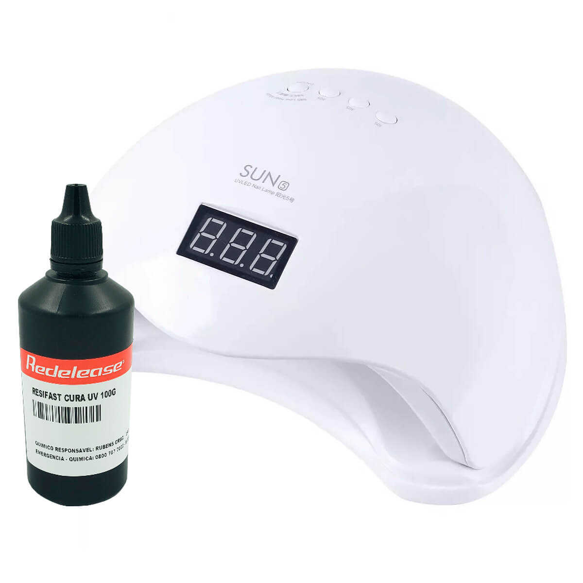 Kit Cabine de Luz Led/uv 48w + Resina de Cura UV Resifast