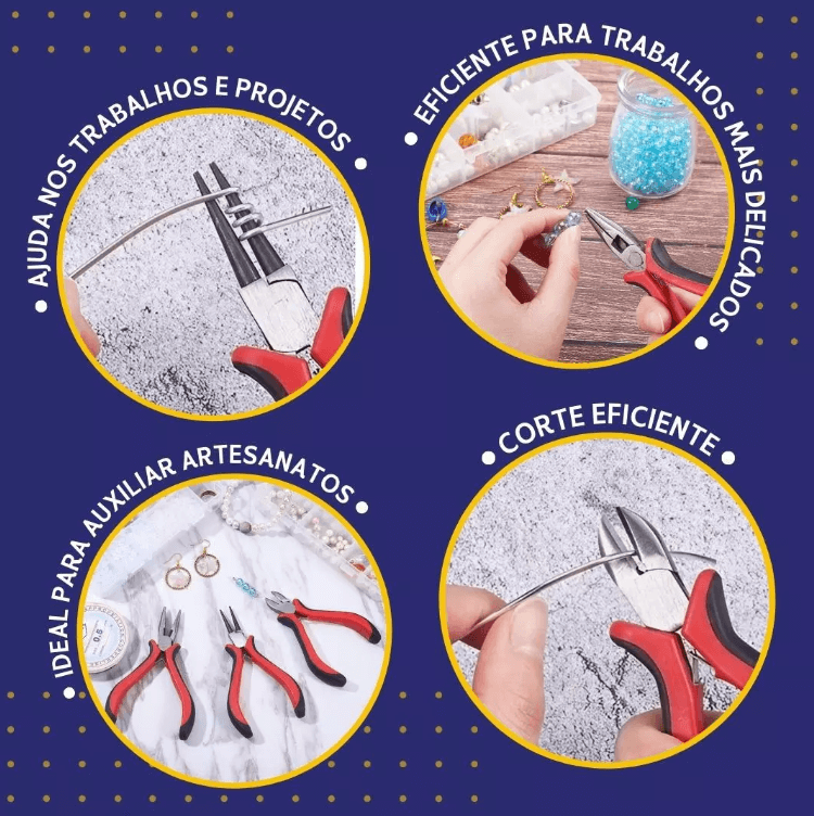 Kit De Alicates Para Bijuterias e Artesanato