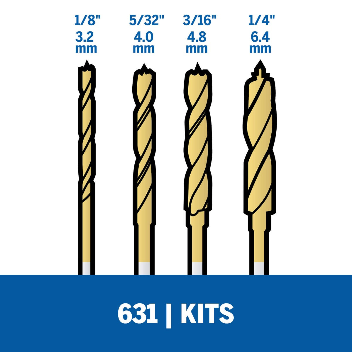 Kit De Brocas Dremel Com Ponta De Hélice 4 Peças (Modelo 631)