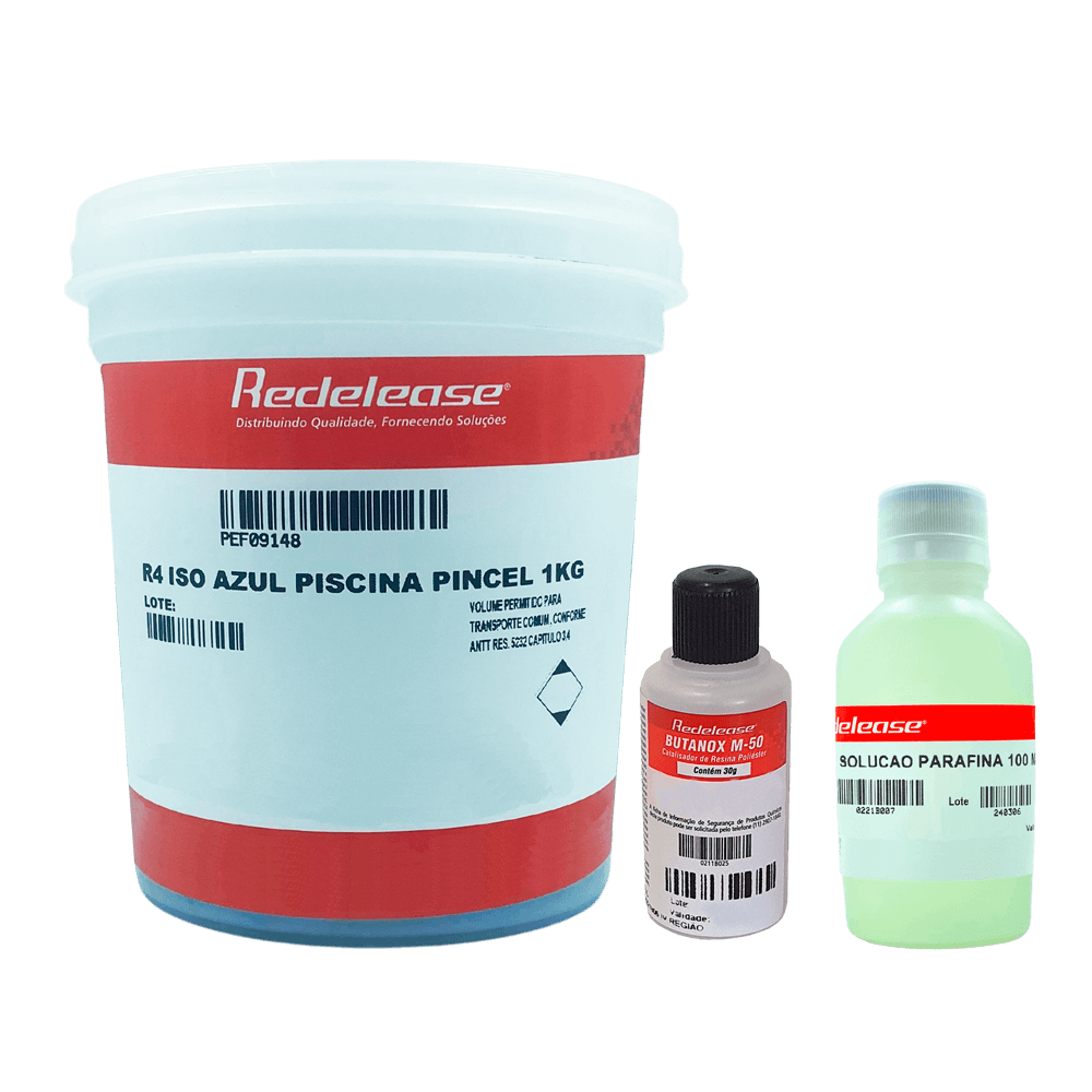 Kit Gel Coat Iso Azul Piscina + Solução de Parafina
