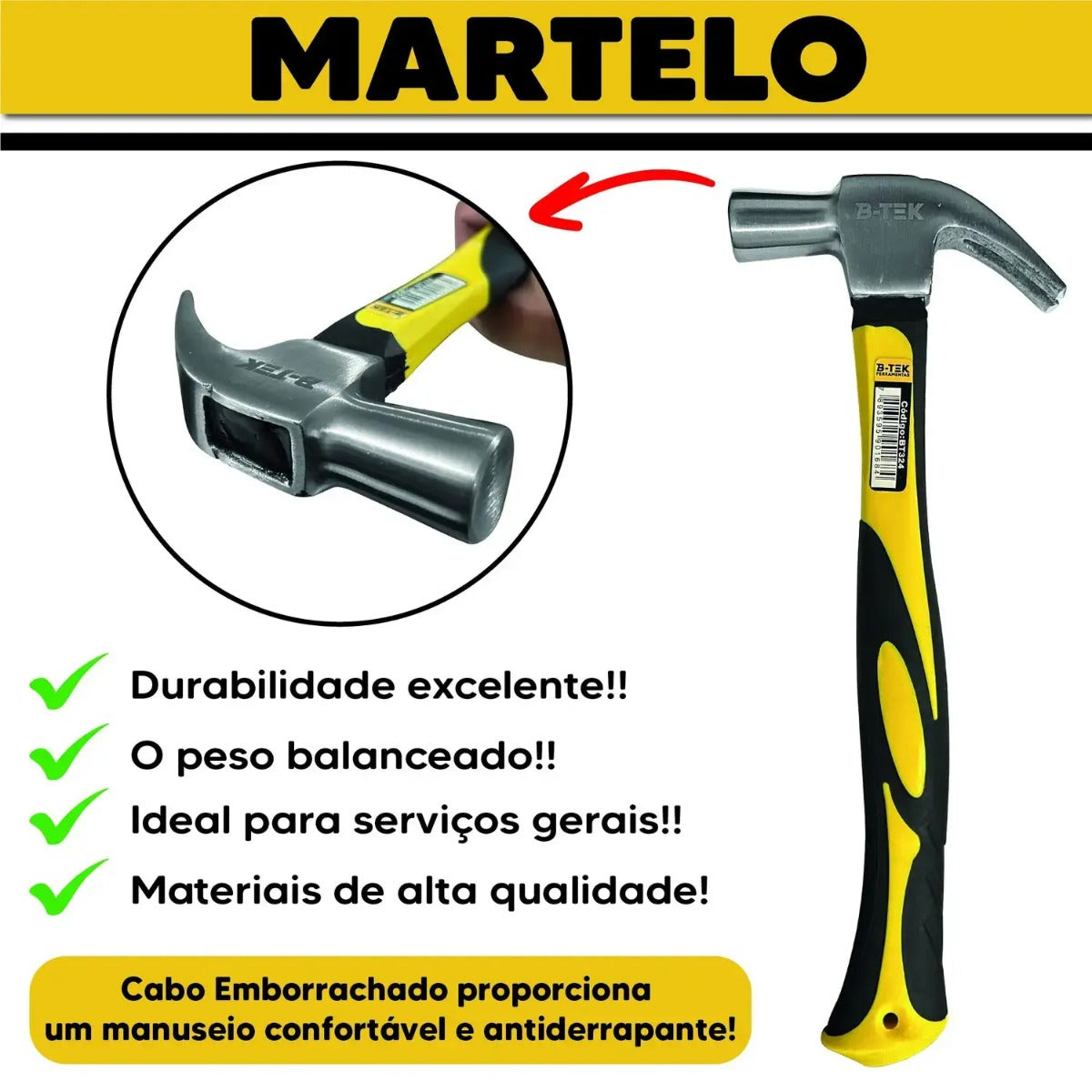 Martelo Profissional Cabeça 27mm Cabo Emborrachado