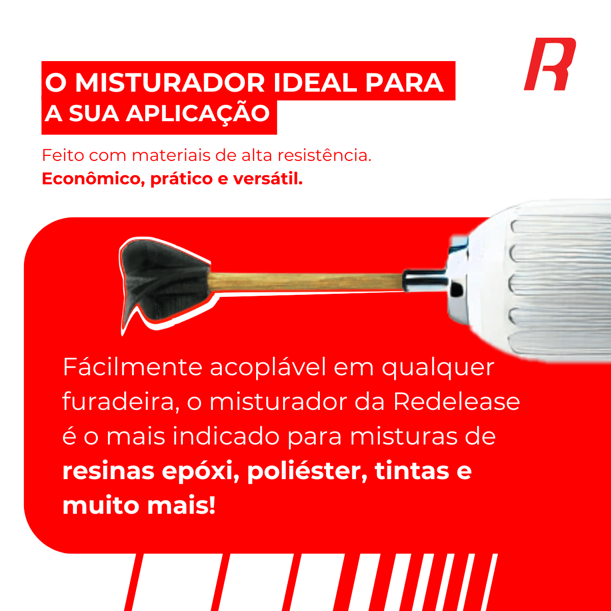 Misturador Epóxi para Parafusadeira – Pá Agitadora para Resina, Tintas e Líquidos
