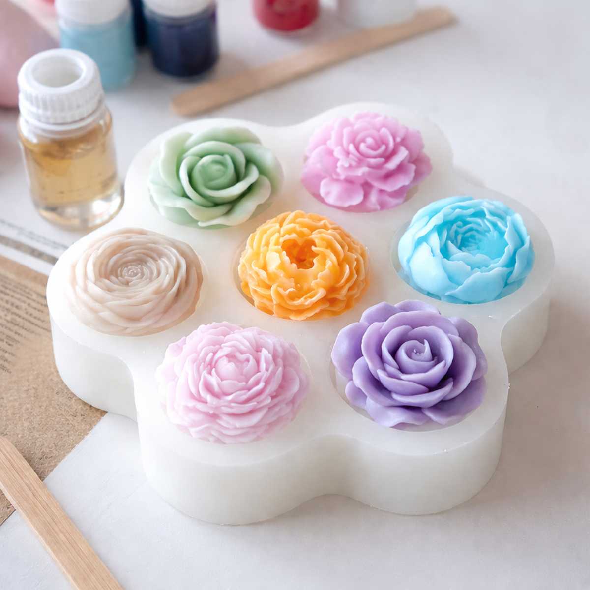 Molde de Silicone Formato Mini Flores para Velas