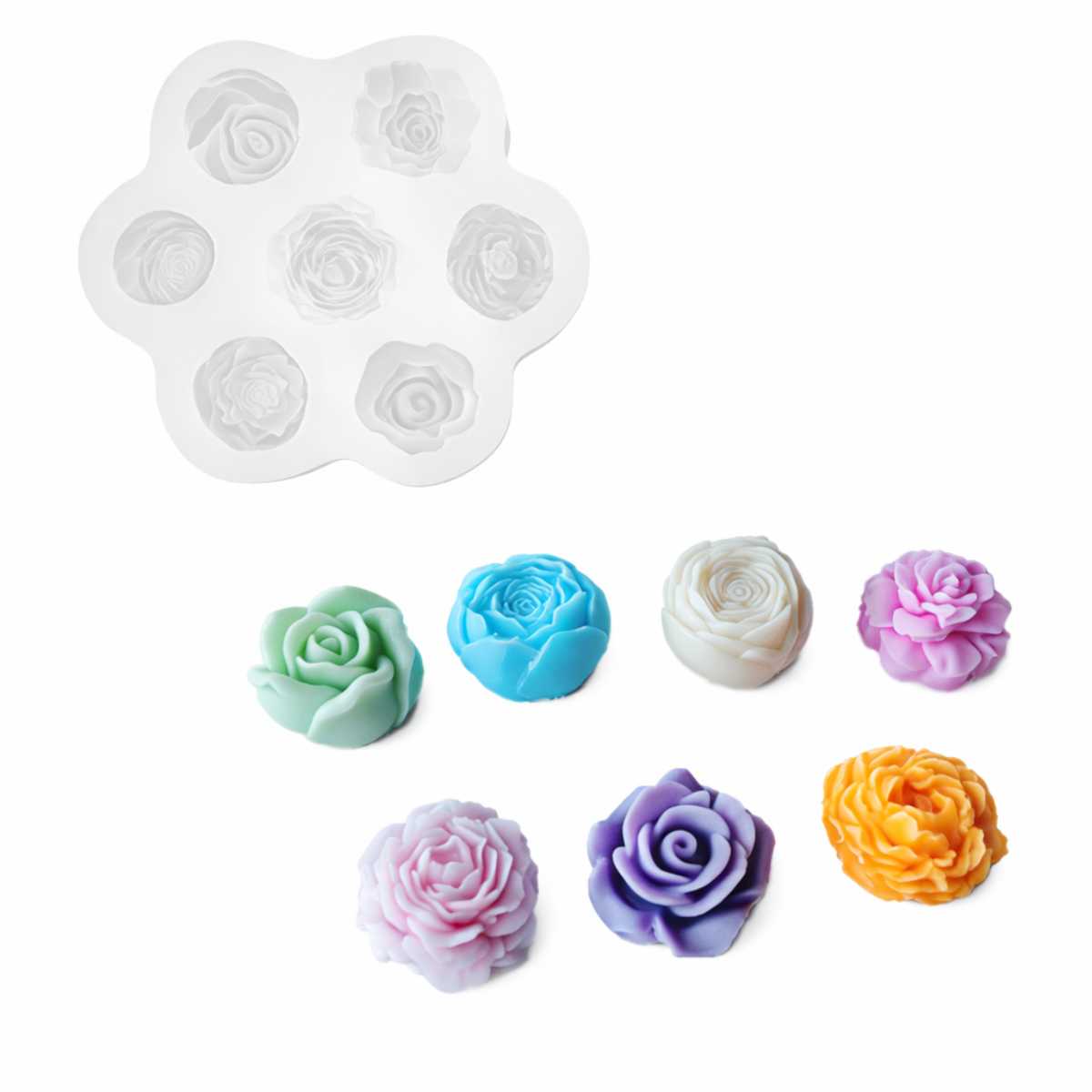 Molde de Silicone Formato Mini Flores para Velas