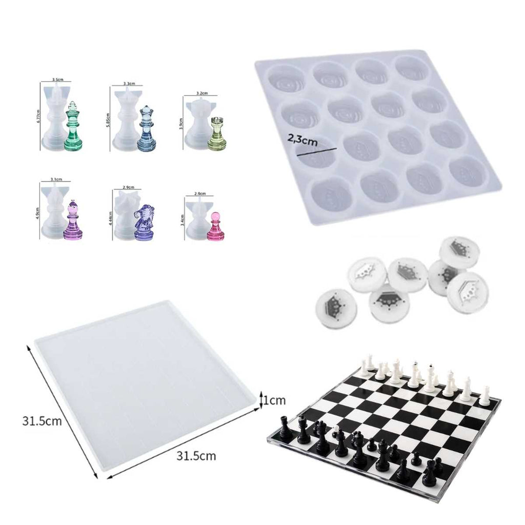 Molde de Silicone Formato Xadrez, Dama e Tabuleiro