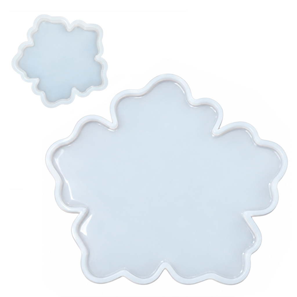 Molde de silicone platina Bandeja e Porta-Copo Flor para peças personalizadas em resina epóxi Redelease