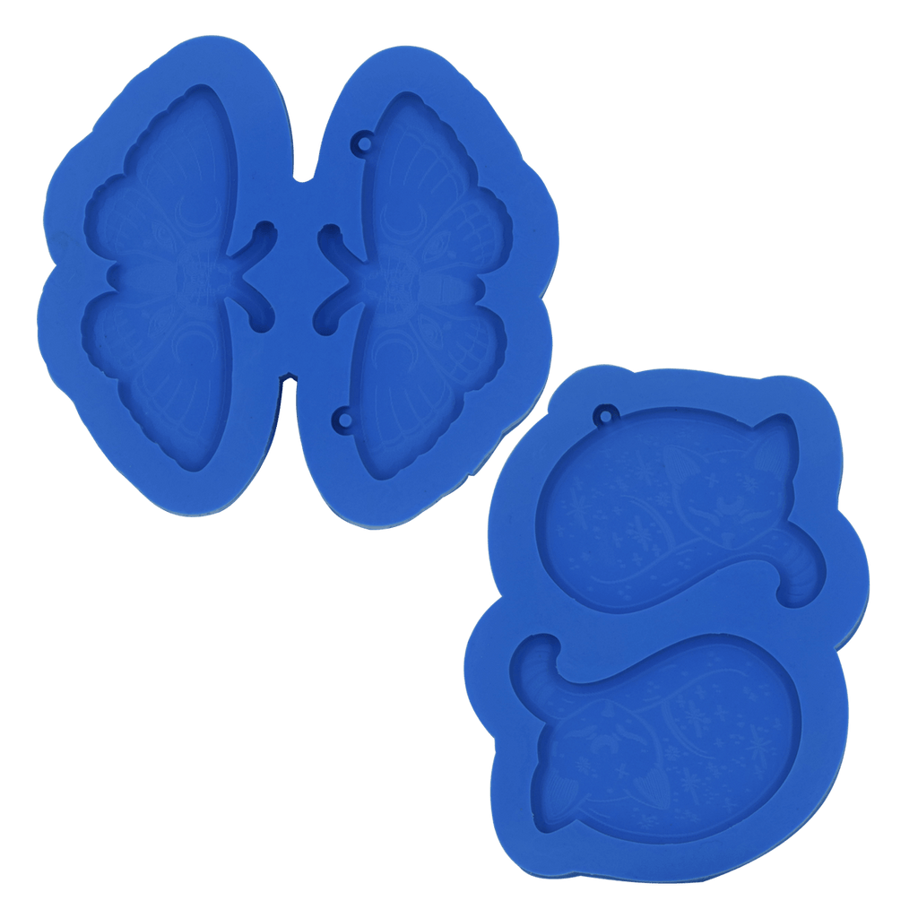 Kit Moldes de Silicone Mariposa e Gato Galáctico