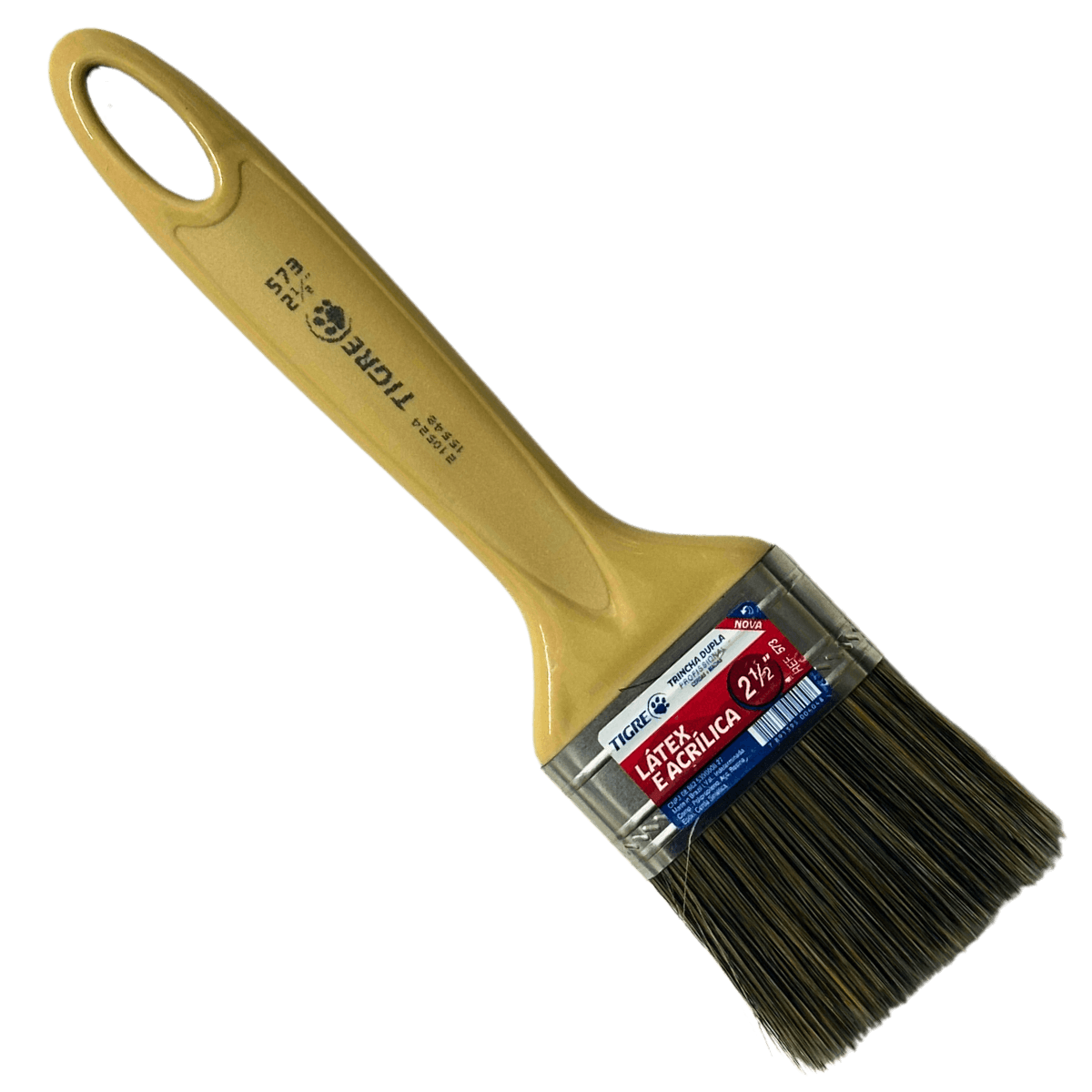 Pincel trincha de cerdas sintéticas cabo plástico bege para pintura látex e acrílica 2,5"
