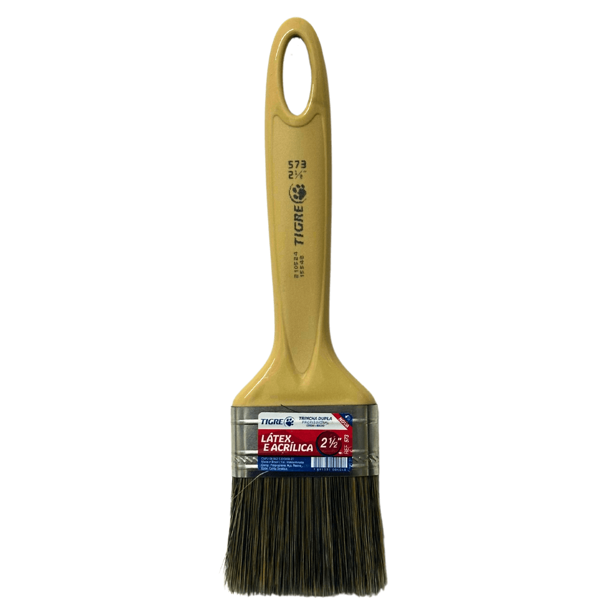 Pincel trincha amarela 2,5 polegadas para pintura látex e acrílica, cabo plástico.