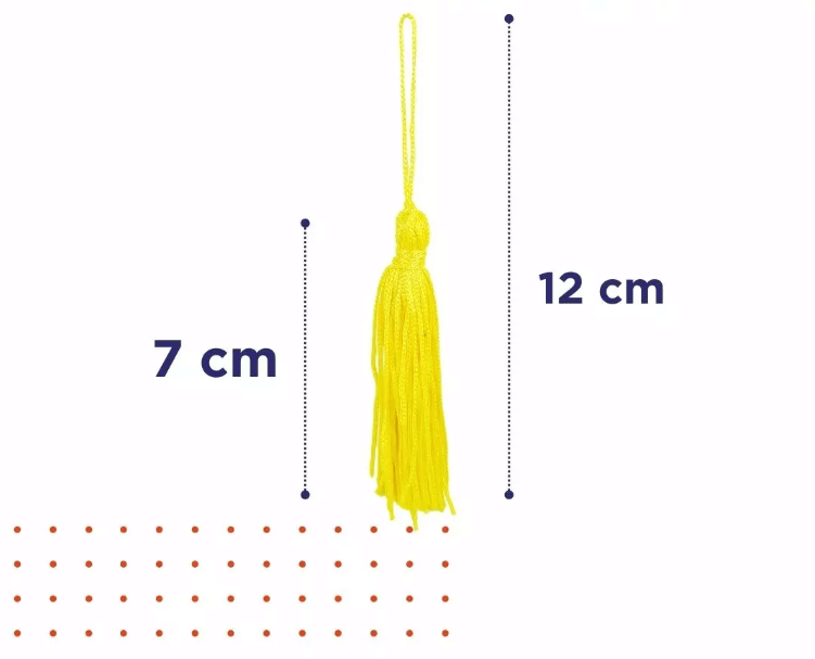 Pingente de Seda Tassel Franja Amarelo Gema 7cm (10 Un)