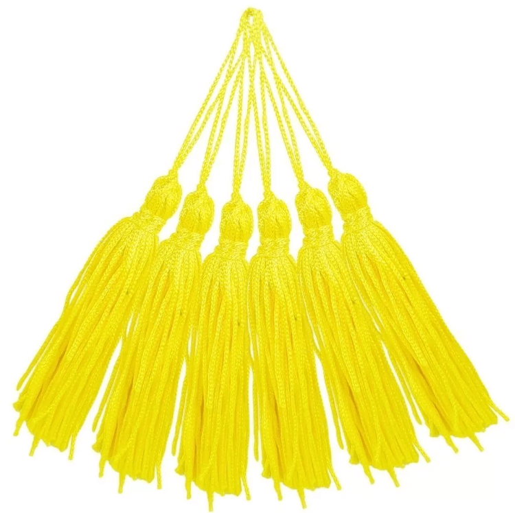 Pingente de Seda Tassel Franja Amarelo Gema 7cm (10 Un)