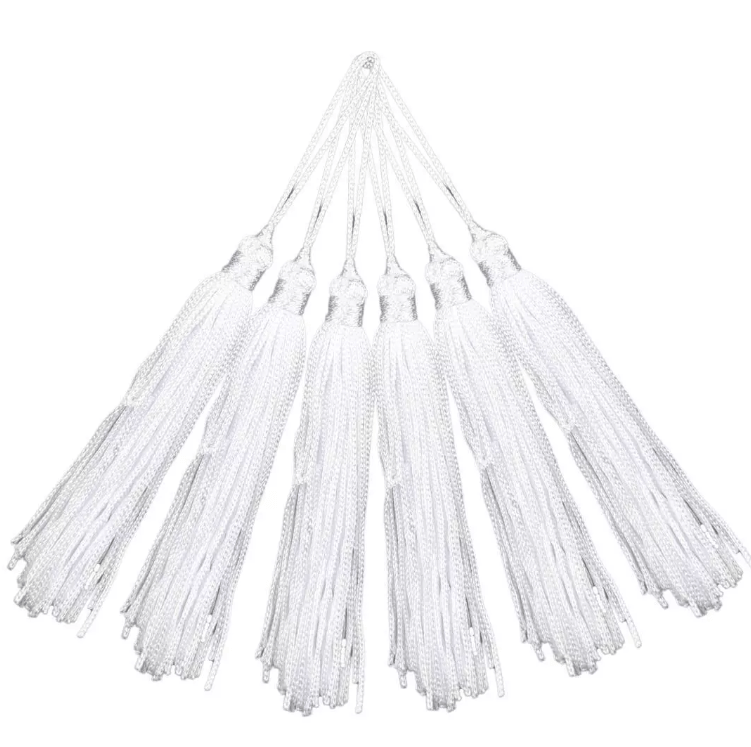 Pingente de Seda Tassel Franja Branco 7cm (10 Un)