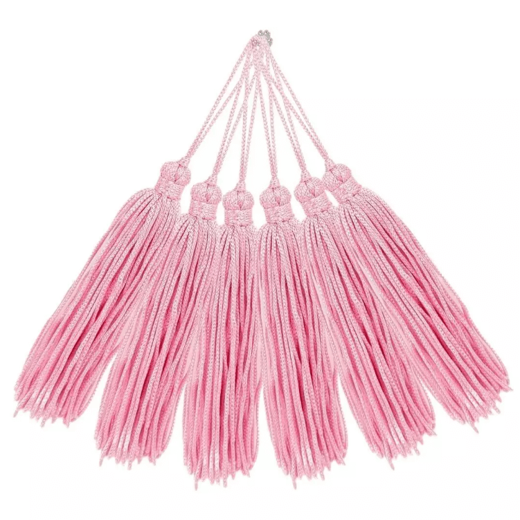 Pingente de Seda Tassel Franja Rosa Bebê 7cm (10 Un)