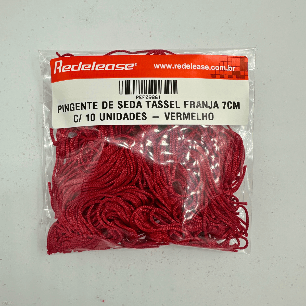 Pingente de Seda Tassel Franja Vermelho 7cm (10 Un)